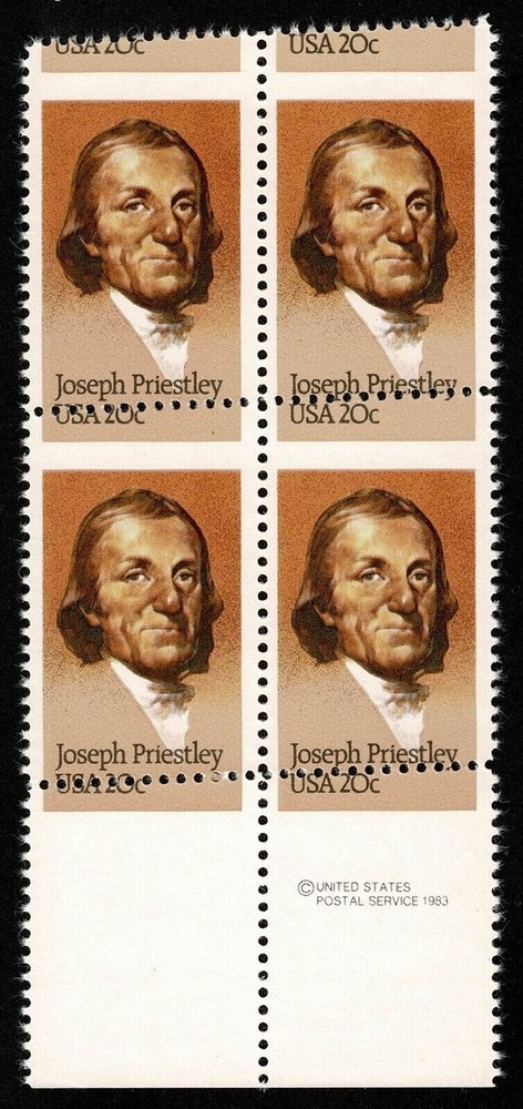 US # 2038 *MINT OG NH* { "SCARCE ON ISSUE MISPERF ERROR } 20c JOSEPH PRIESTLEY
