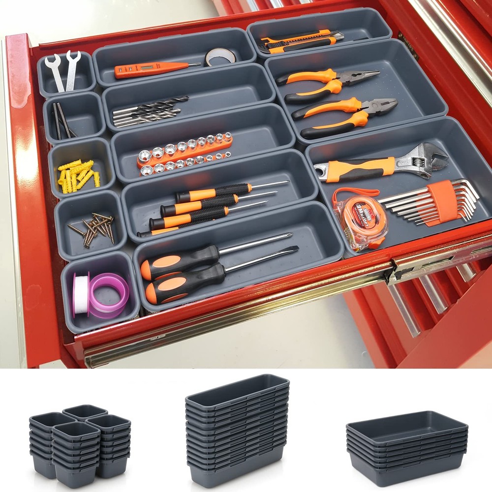 KeFanta 42 Pack Tool Box Organizer Tray Dividers, Rolling Grey