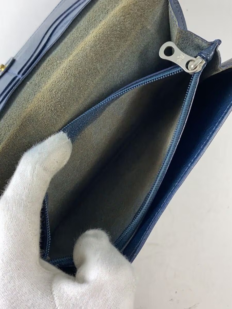 IL BISONTE Men's Long Wallet in Solid Leather (NVY)
