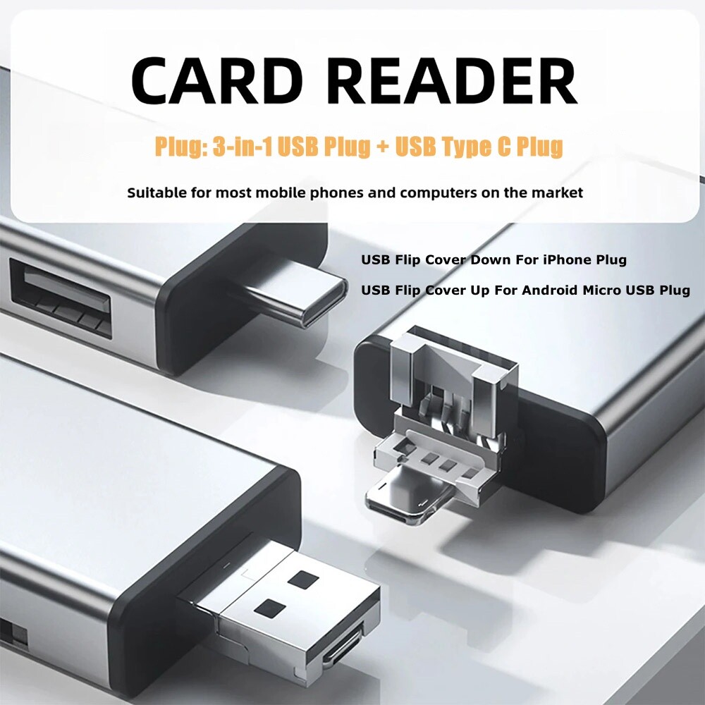 USB-C USB-A Card Reader Writer Memory OTG Adapter For SD SDXC SDHC MMC TF Micro