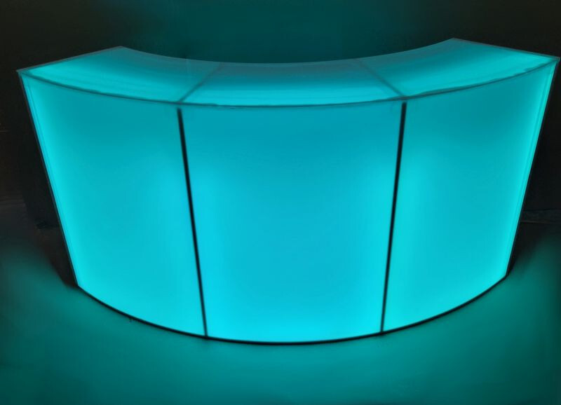 LED Illuminated Curved Circular Mobile Bar Counter from Glow Gizmo