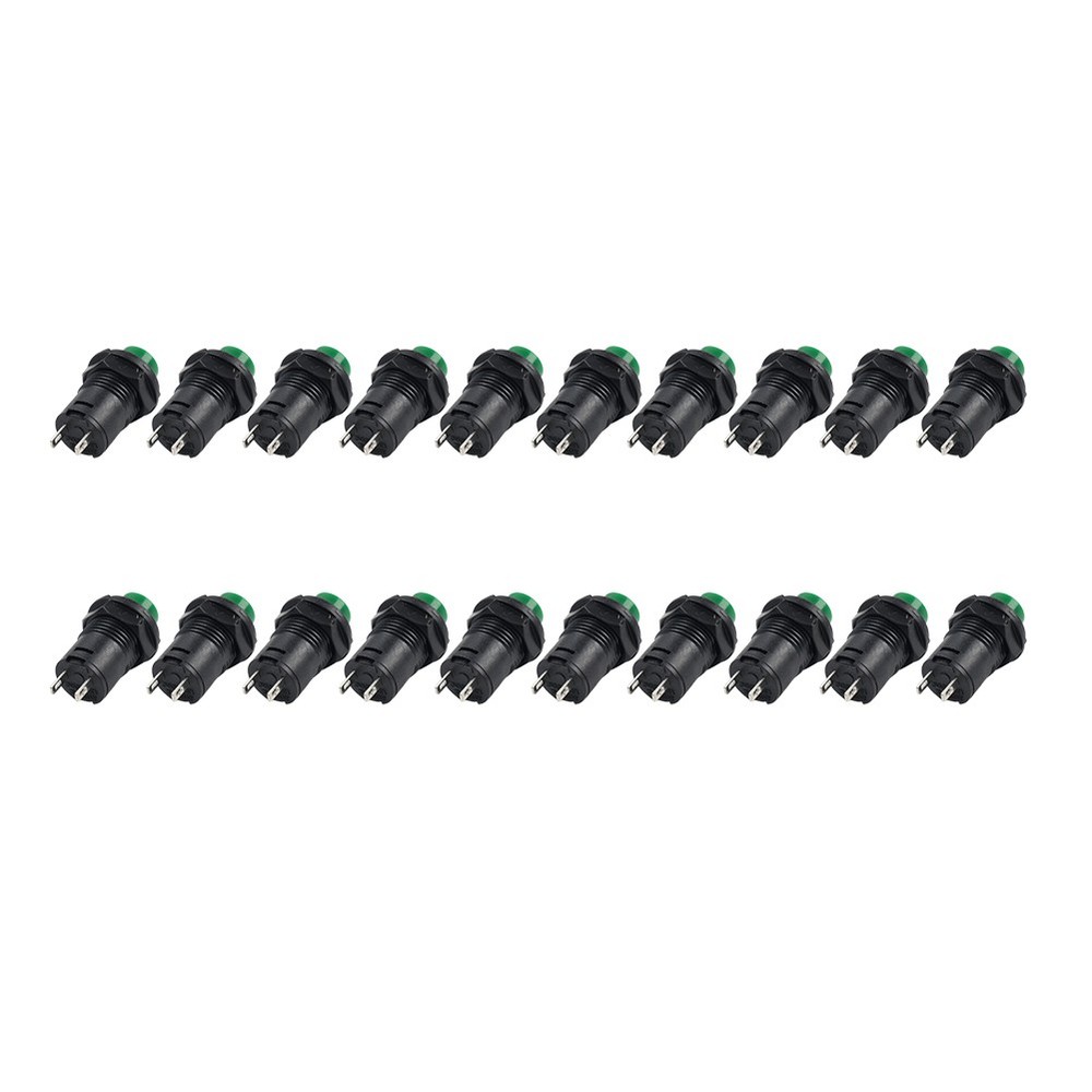 20pcs 12mm Threaded Green Cap Latching Push Button Switch ON-OFF