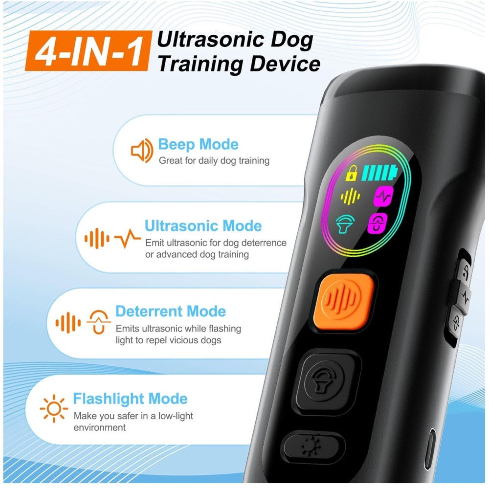 Ultrasonic Dog Bark Deterrent - 3-in-1 Training Tool