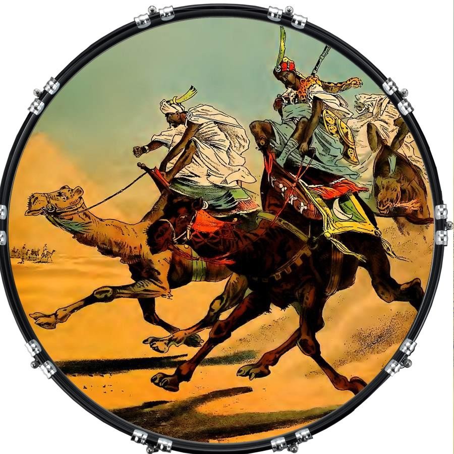 Custom 22" Kick Bass Drum Head Graphical Image Front Skin Camel Race