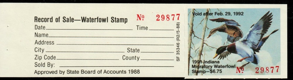 Indiana 1991 Mallards Duck IN16