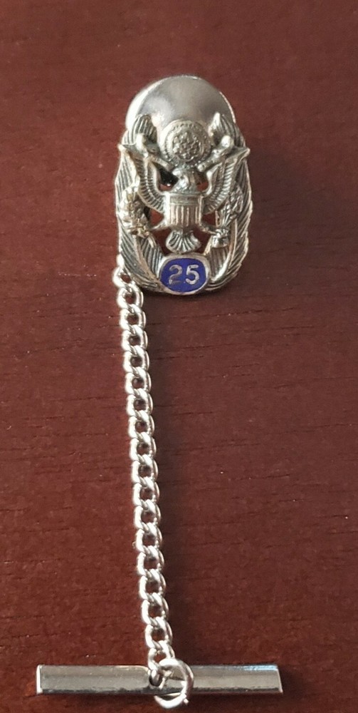 Vintage Sterling 25 Years US Military Eagle Lapel Pin