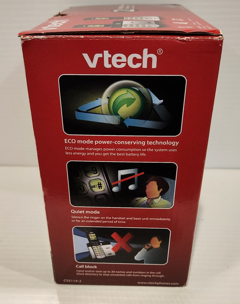 VTech CS5119-2 2 Handset Cordless Phone Caller ID Gray/Black New Open Box