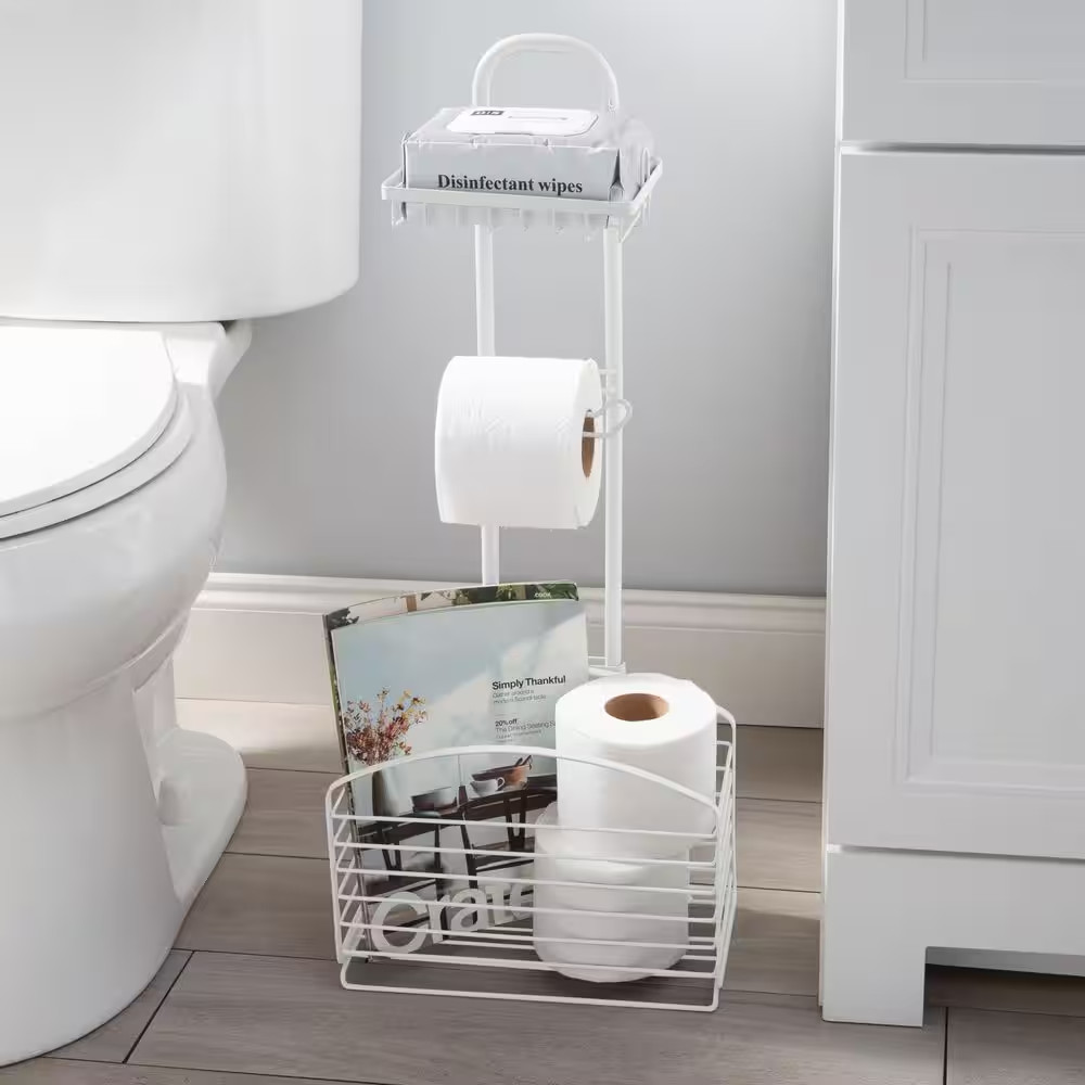 Ellipse Collection Adjustable Bathroom Organizer in White