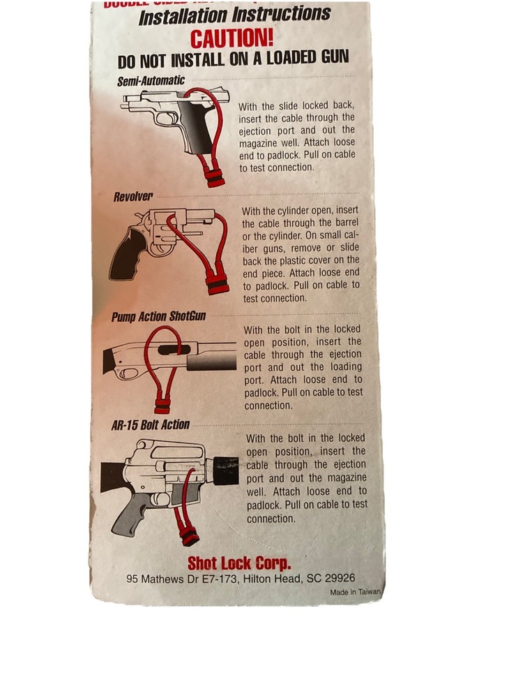 Shot Lock - Double Sided Key Cable Firearm Lock (NEW) Safety Lock
