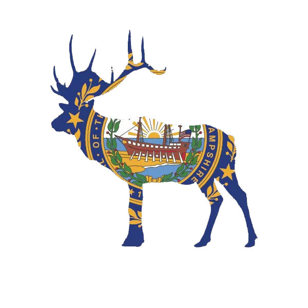 New Hampshire Deer Shaped Flag Sticker Decal
