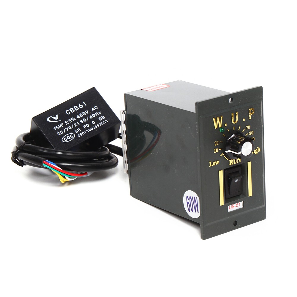 110V 60W AC Gear Motor Electric Variable with Speed Controller Single-phase 1:10