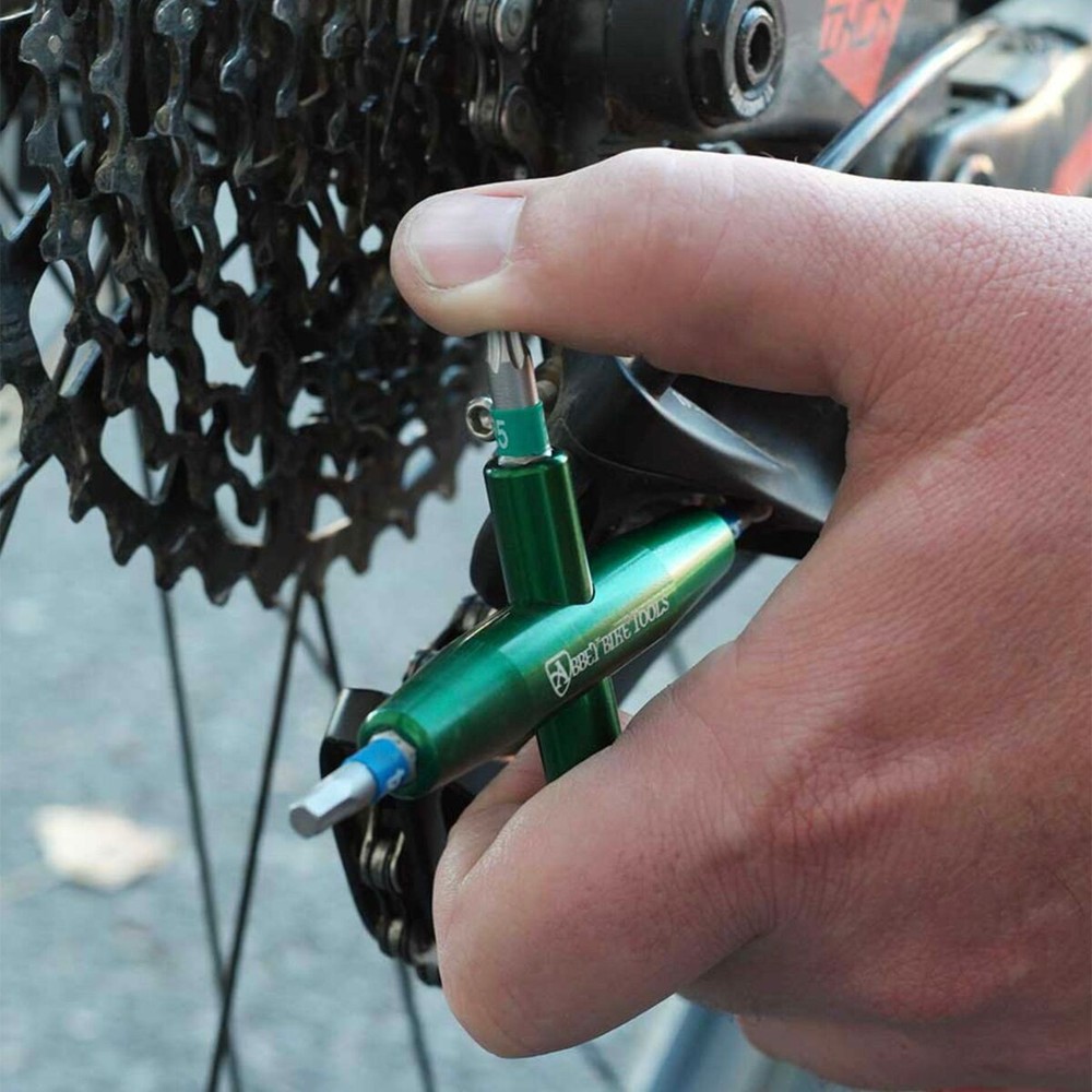 Abbey Bike Tools 4-Way Multi-Tool with Interchangeable Bits Green, 10-Piece Bit