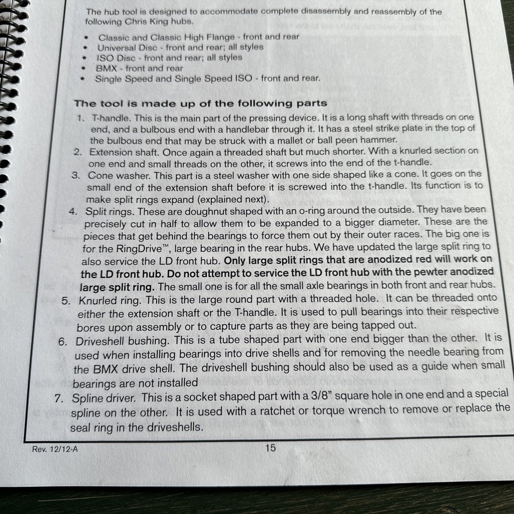 Chris King ISO Hub Service Tools