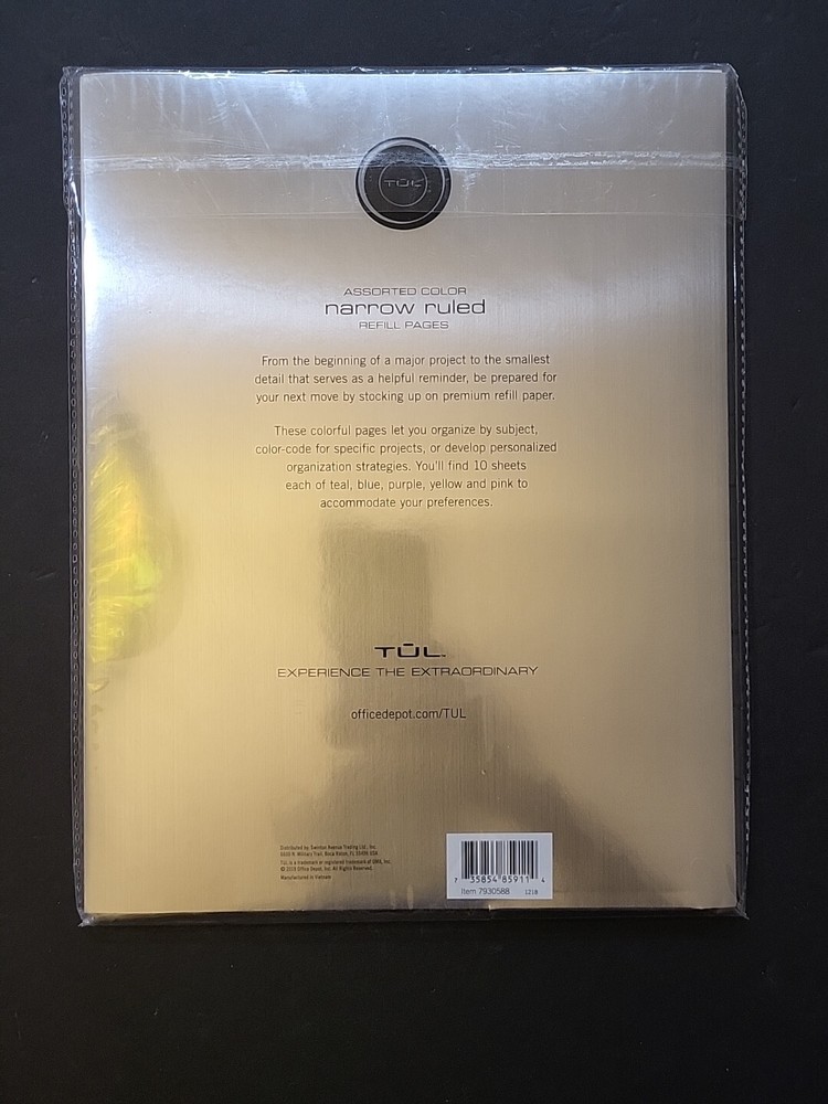 TUL Custom Note-Taking System - Narrow Ruled Refill Pages, 50 Sheets Color