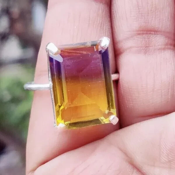 Ametrine Ring Solid 925 Sterling Silver Statement Handmade Women Gift Ring K-59
