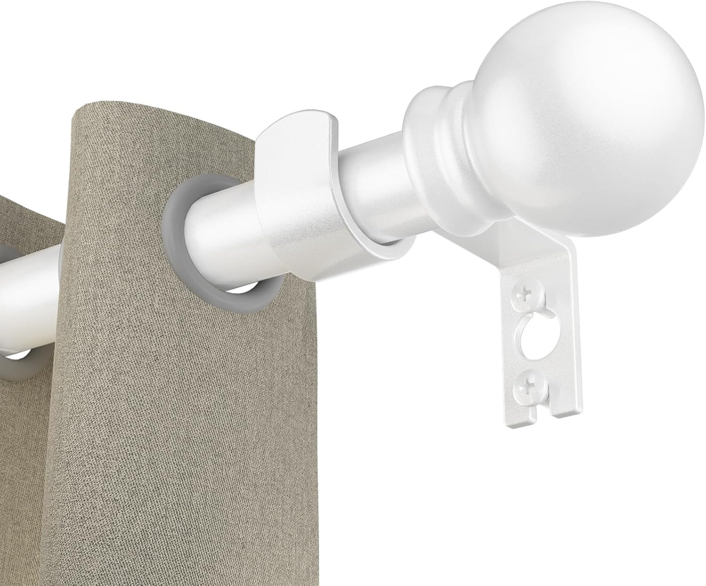 Curtain Rods for Windows 31"- 46", White Curtain Rod Adjustable by Splicing, 5/8