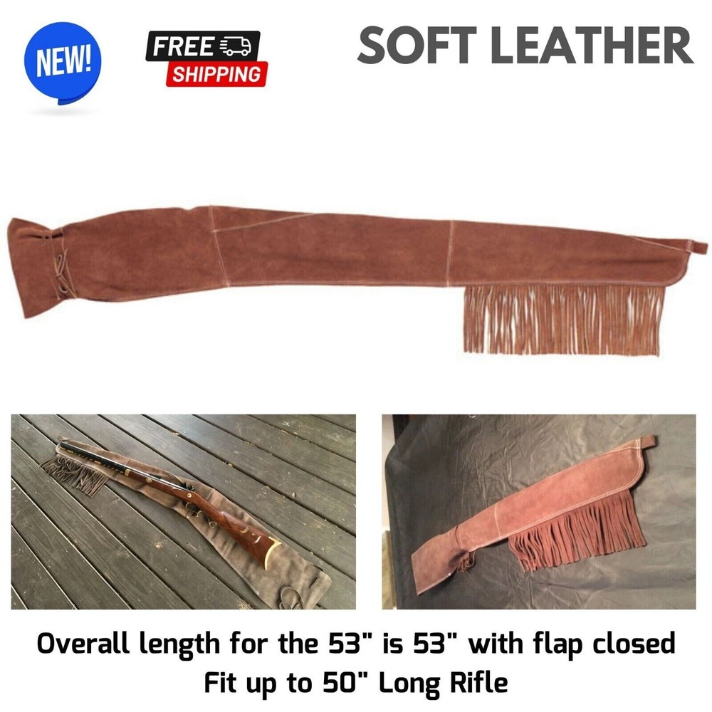 Black Powder Muzzleloader/ Rifle Sleeve Soft Brown Real Leather Case Protecting