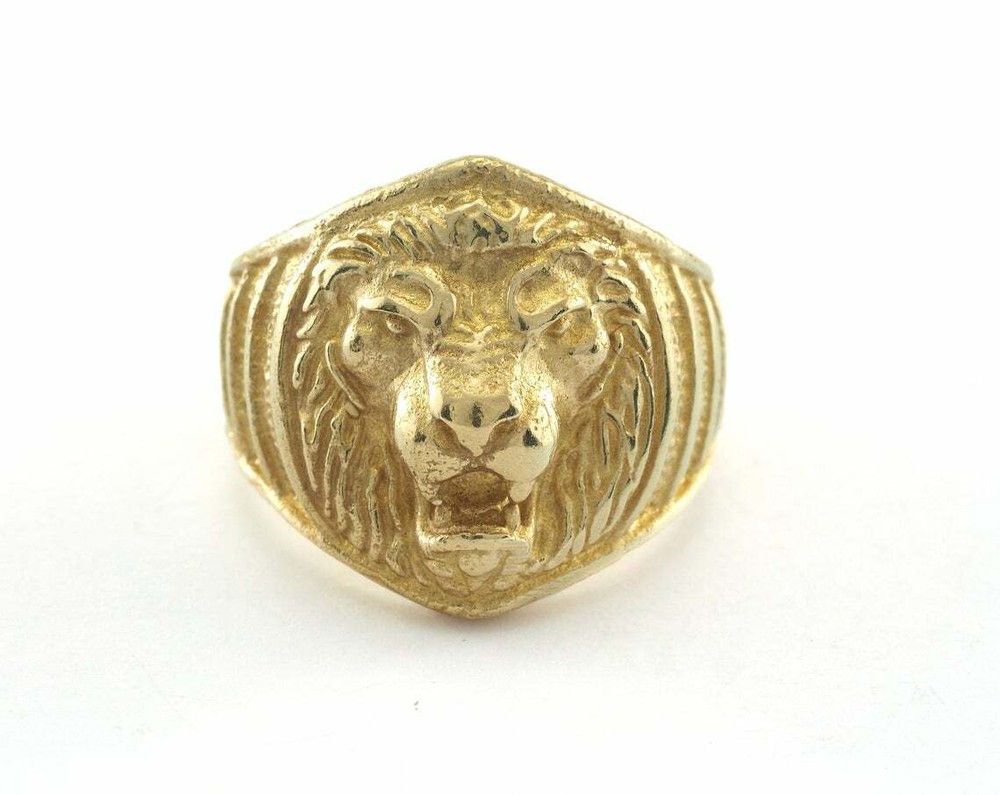 Lion Adjustable Ring Raw Brass (18.5mm 8.5US inner size - Adjustable ) OZ3354
