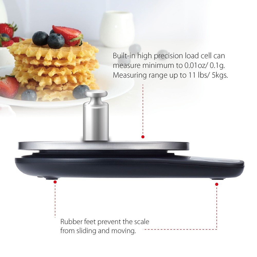 Waterproof Digital Kitchen Scale with Blue Backlit, Black