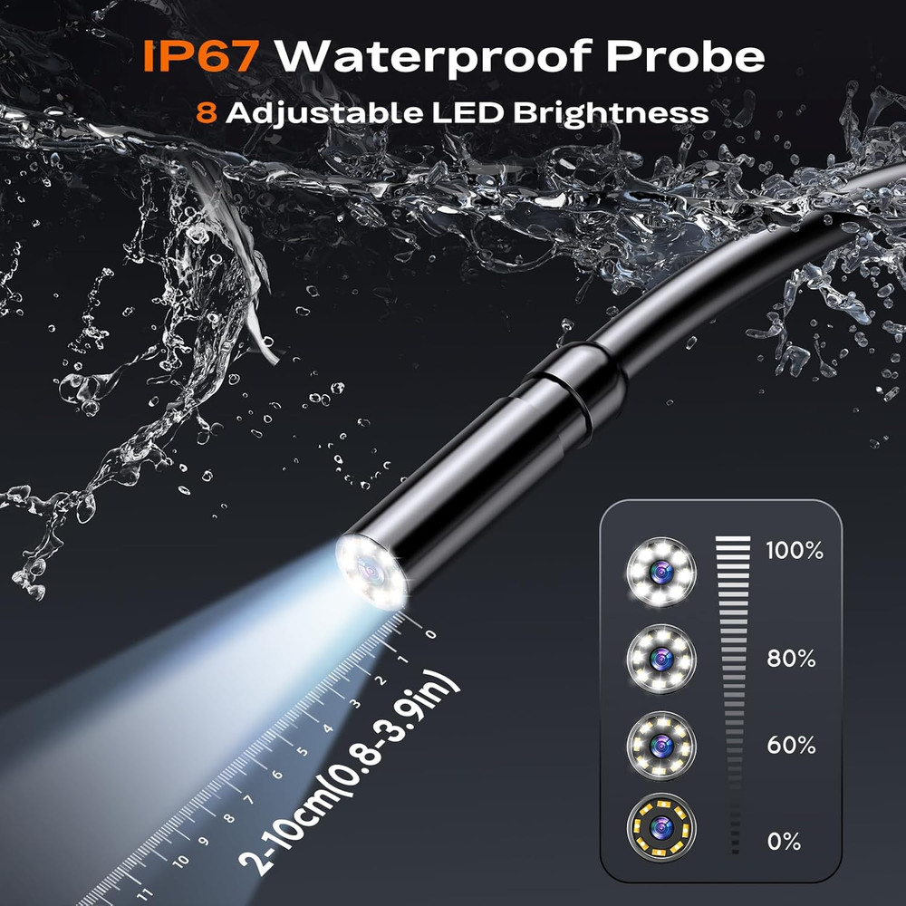 Endoscope Camera with Light, Handheld Borescope with 4.3" IPS Screen, 1080P H...