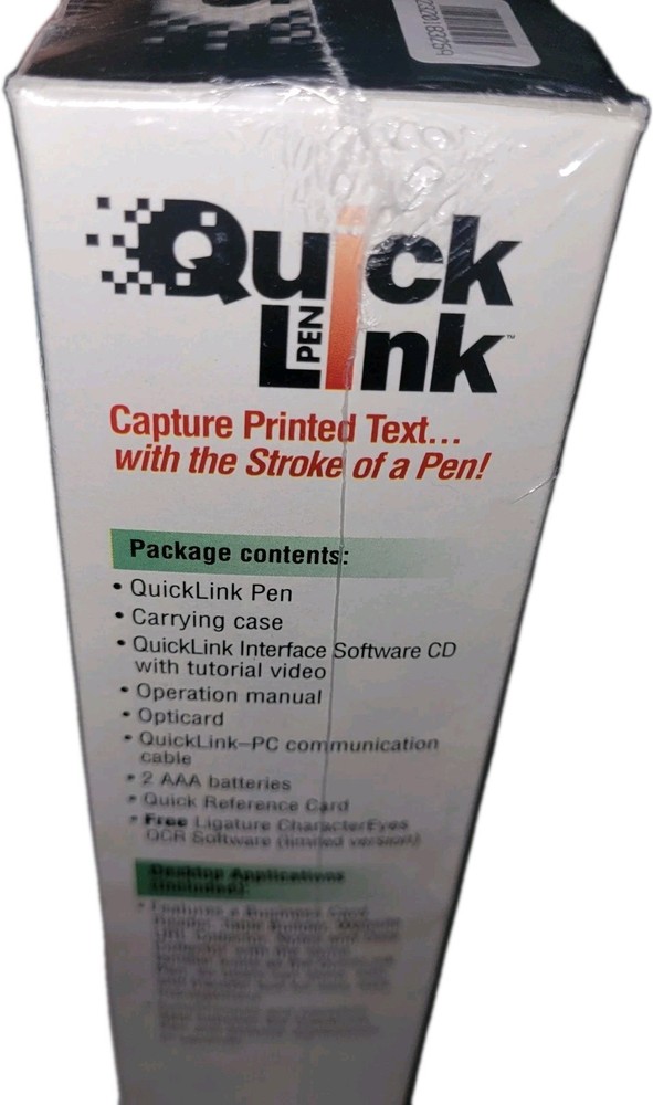 Wizcom Quick Link Pen Reader Scanner Print and Save Data Sealed NIB