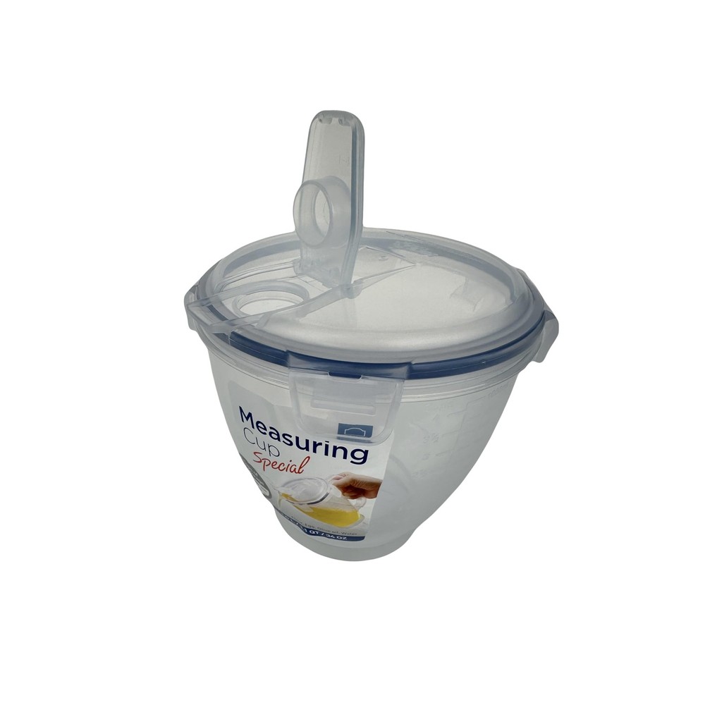 LOCK & SPECIAL Measuring Bowl with Handle 1 L (Pack of 1), Clear