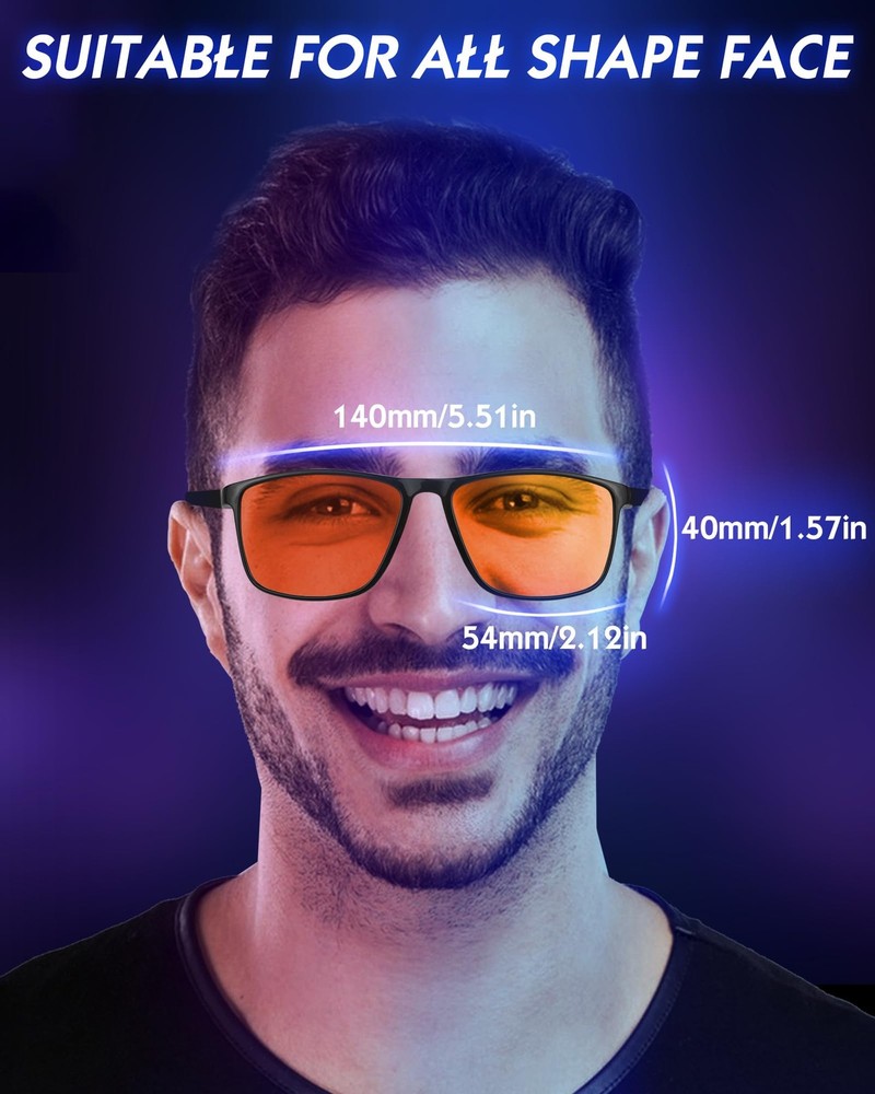 HMTIY Blue Light Blocking Glasses Gaming- Filtering Computer Medium, Black