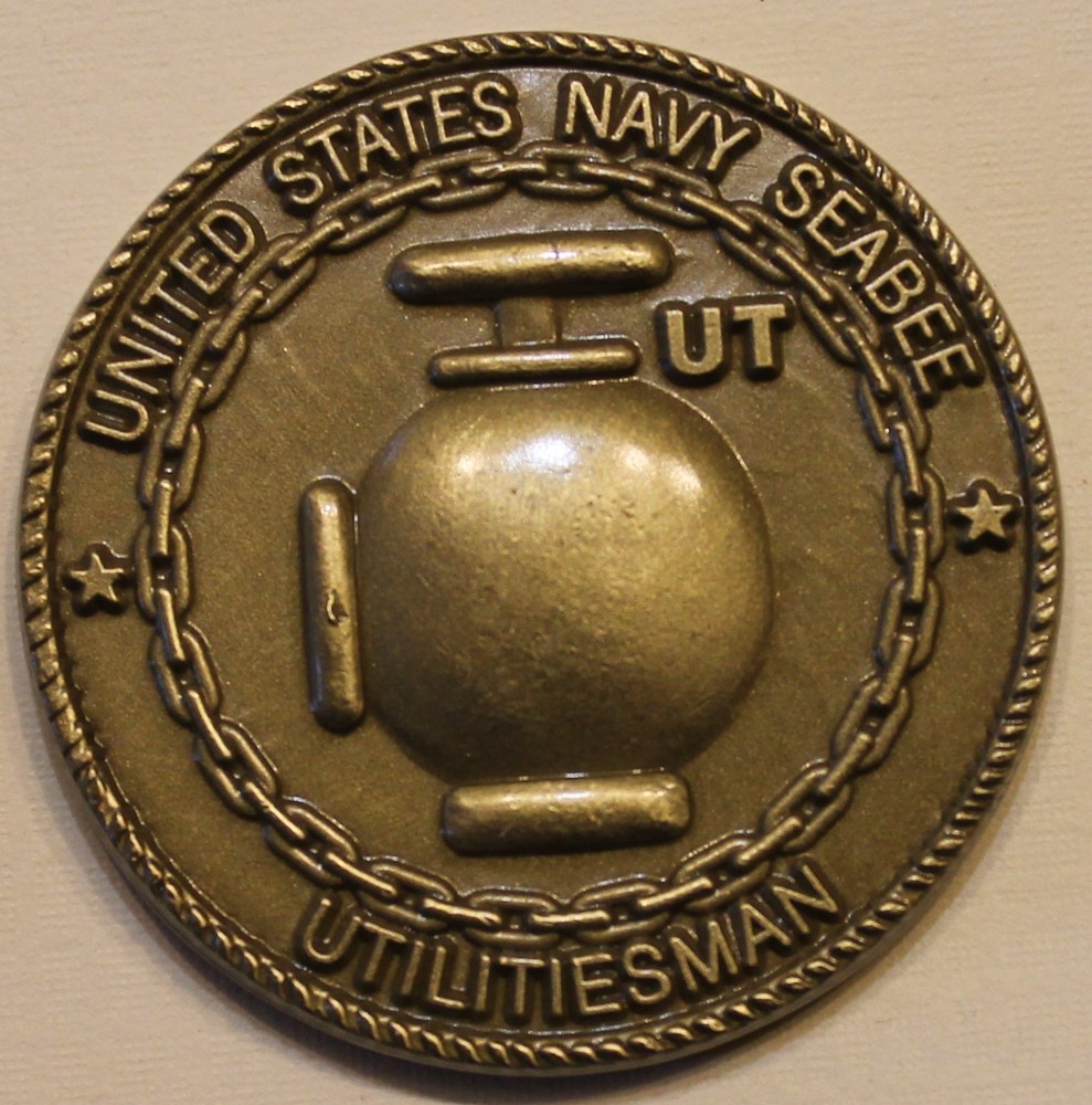 US Navy Seabee CB Utilitiesman UT Rate Navy Challenge Coin