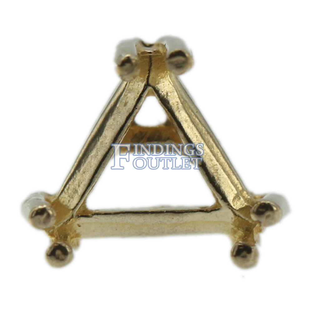 14k Yellow Gold Triangle Stud Earring Mounting Setting Push Back Post 6 Prong