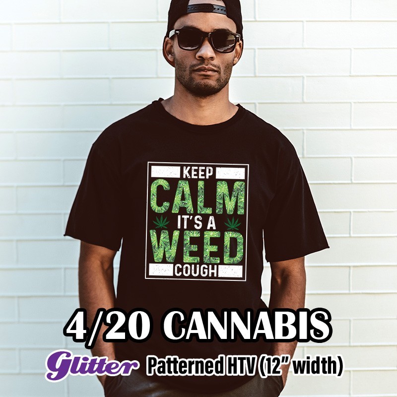 12" Roll  4/20 (Cannabis) Glitter Patterned Heat Transfer Vinyl