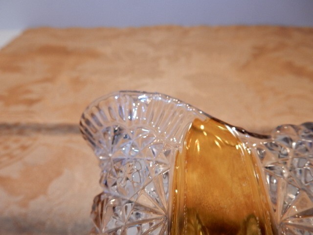 Cut Glass Clear & Amber Creamer