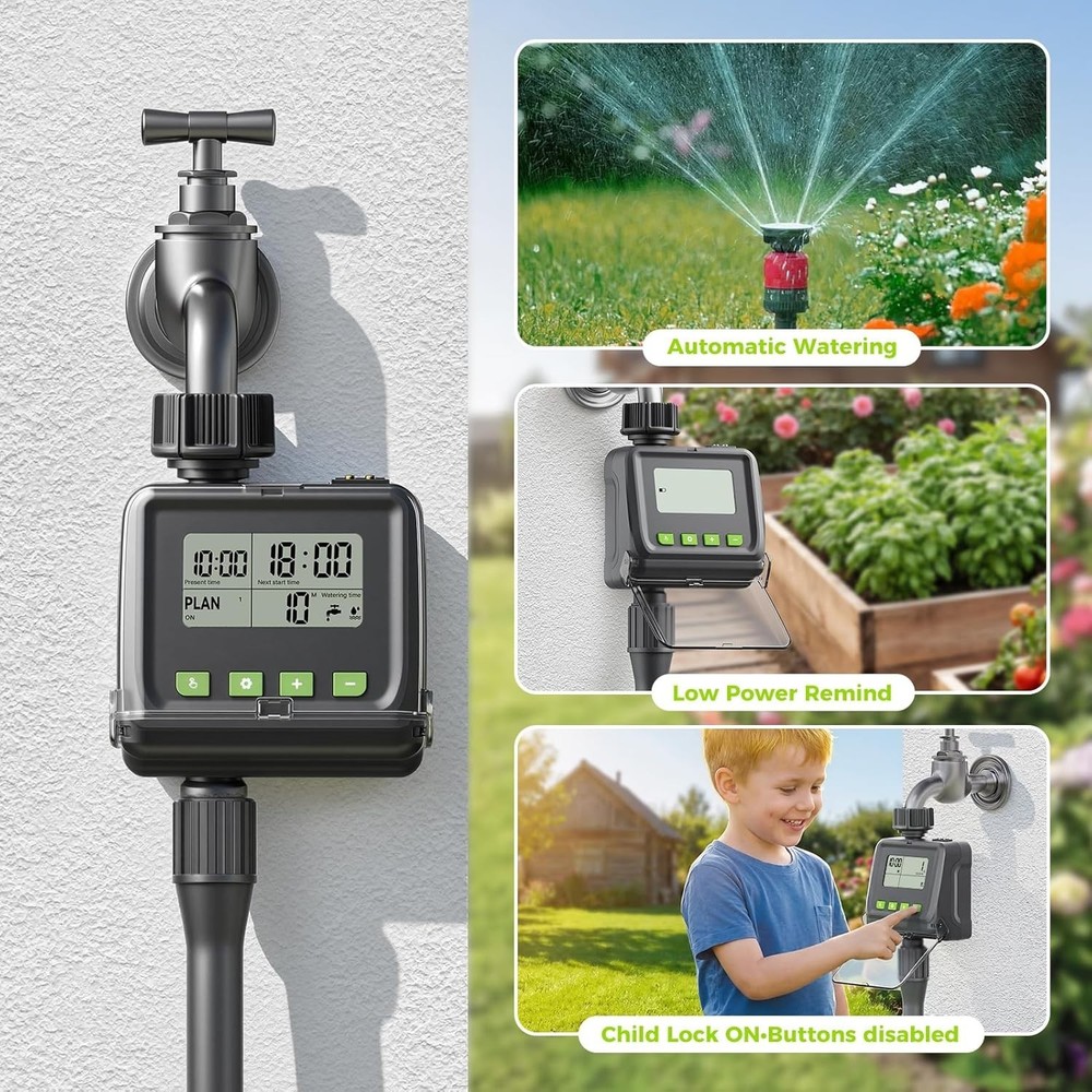 Sprinkler Timer for Garden Hose, Programmable Watering Timer with Rain Delay, Ou