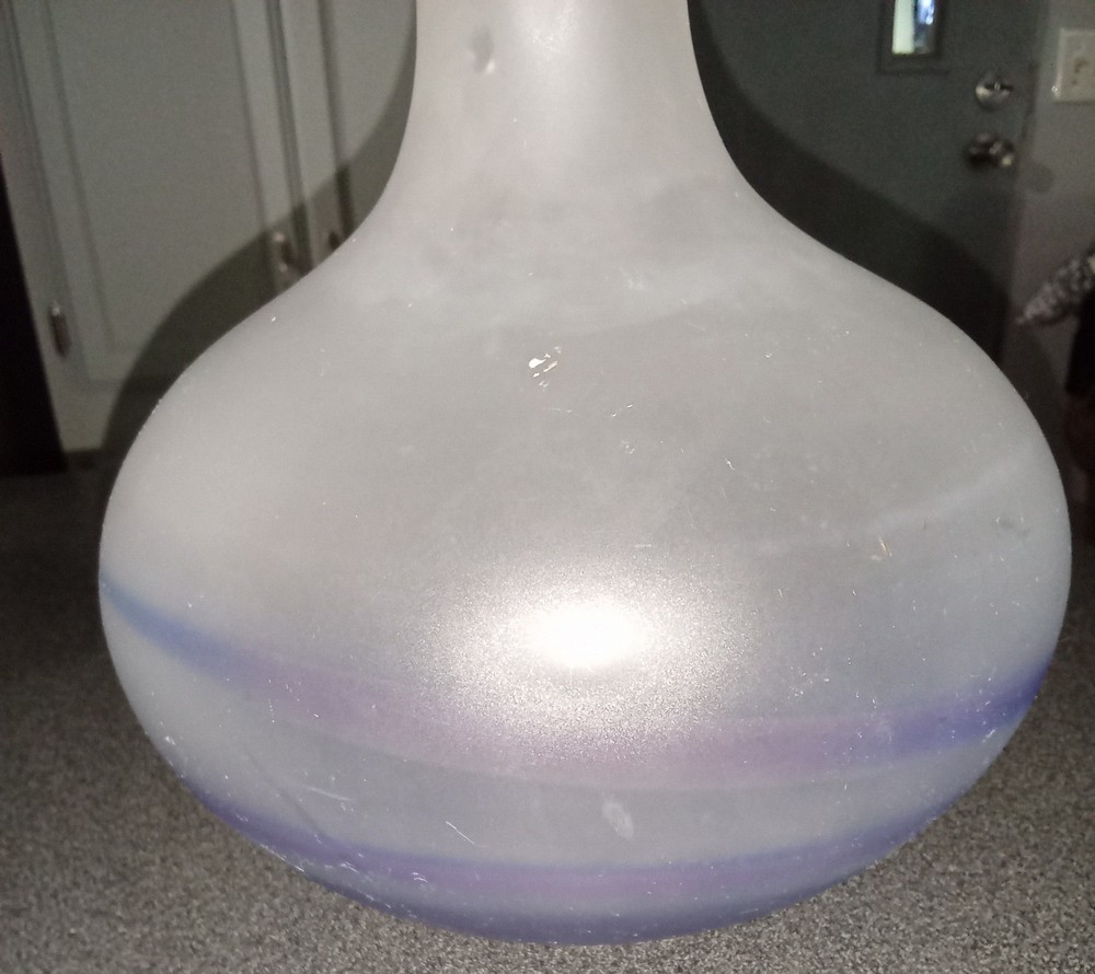 Frosted And Blue Swirl Vase