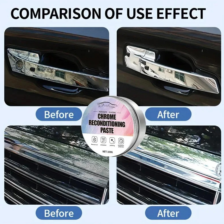 1pc Chrome Restoration Paste Oxidation Remover for Trim & Emblems with Sponge