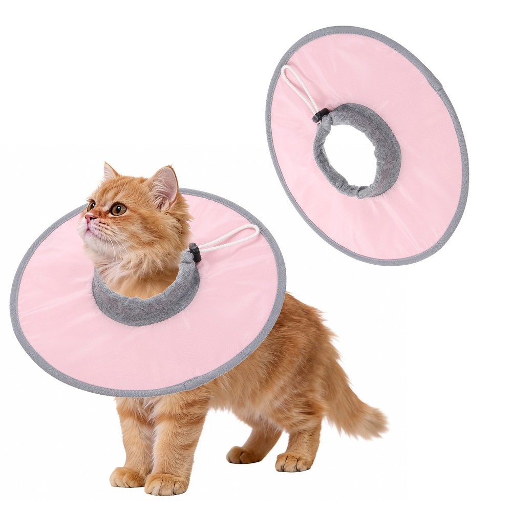 Elizabethan Collar, Recovery Collar ( Polyester, M, Pink )