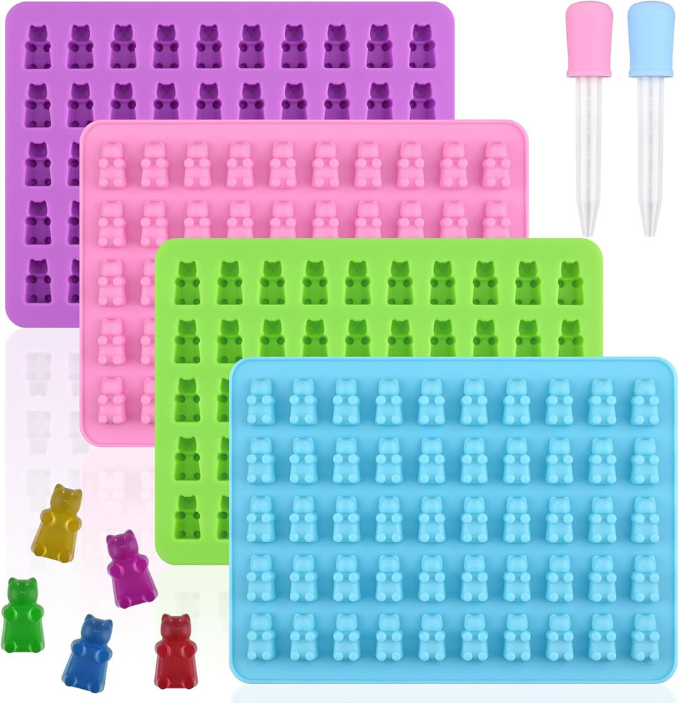 Mini Gummy Bear Mold, 4 PCS 1ml Gummies Molds Silicone, Chocolate Fruit Candy...