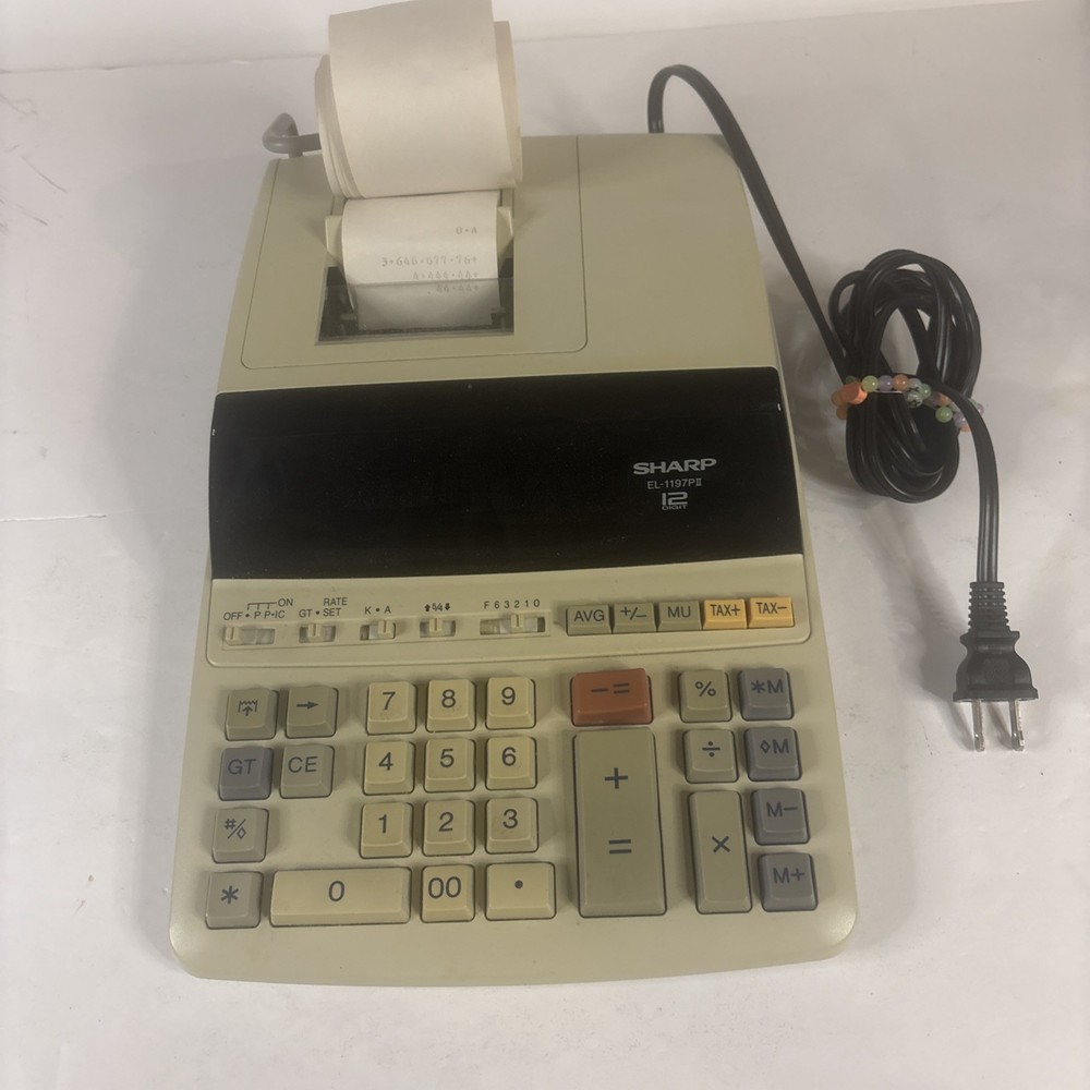 Vintage Sharp EL-1197PII Printing Calculator Tested Working