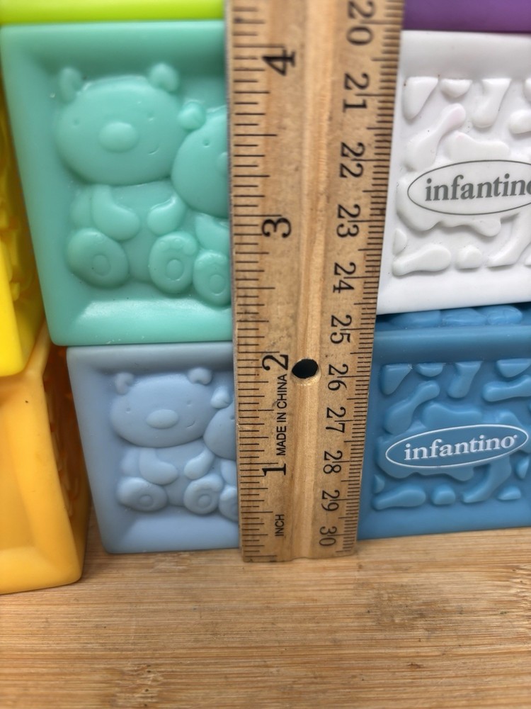 Lot Infantino Squeeze Stack Block Sensory Developmental Animals Colors Numbers