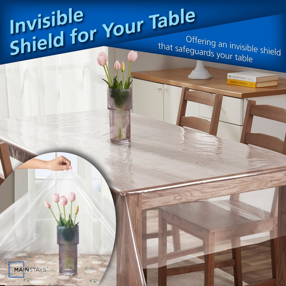 Mainstays Clear PEVA Table Protector 60" x 102" Rectangle