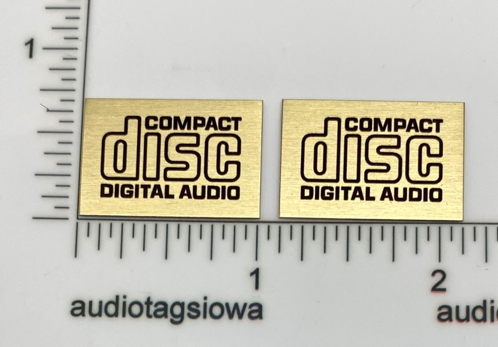 Compact Disc Digital Audio Gold Aluminum Badges Self Stick PAIR