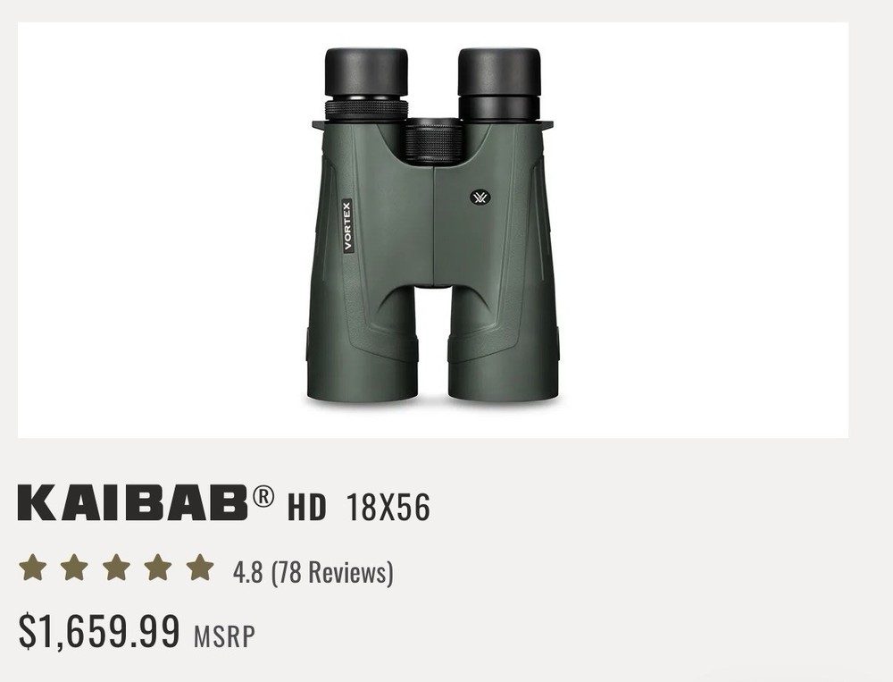 Vortex Kaibab HD Binoculars 18x56