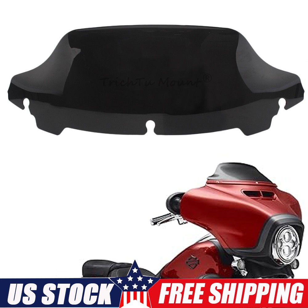 7" Black Wave Windshield Windscreen For Harley Electra Glide Ultra Limited 14-up