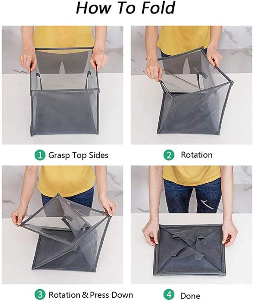 Pop Up Laundry Baskets - Mesh Collapsible Laundry Hampers Storage with Handle -