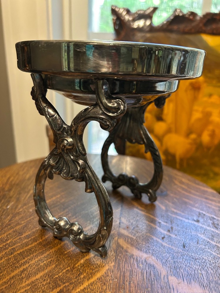 Vintage Ornate Silver-Plated Warming Dish With Scrolled Legs