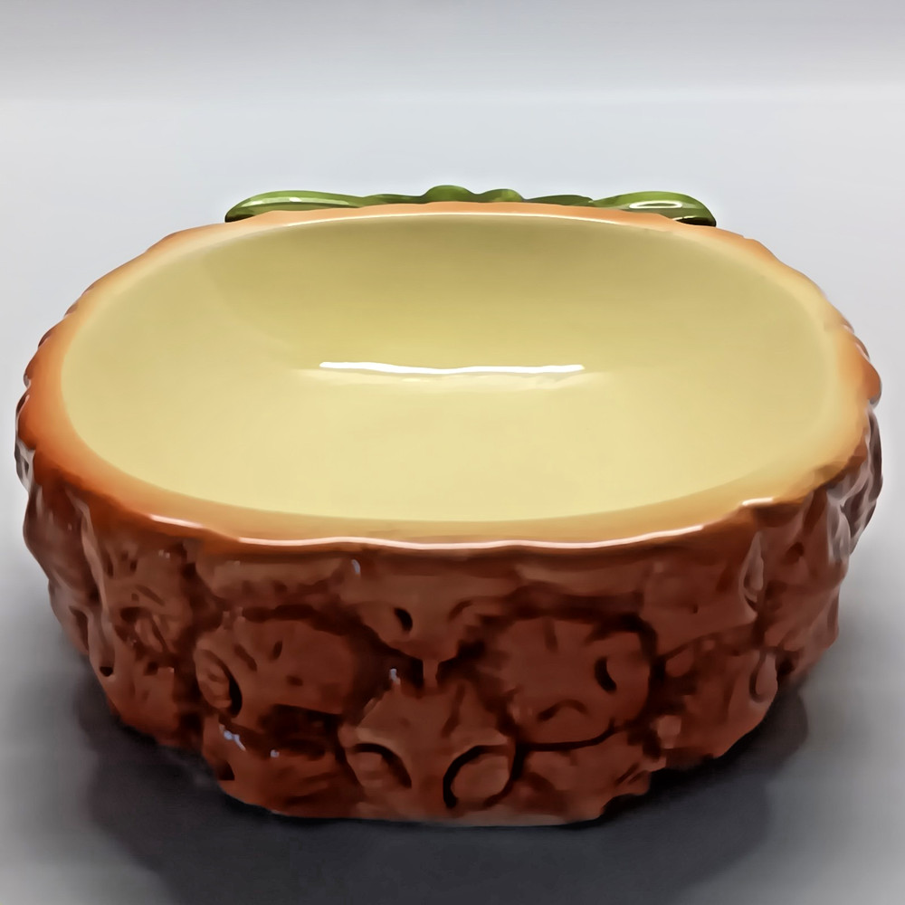 Pineapple Trinket Dish Ceramic Yellow Brown Green
