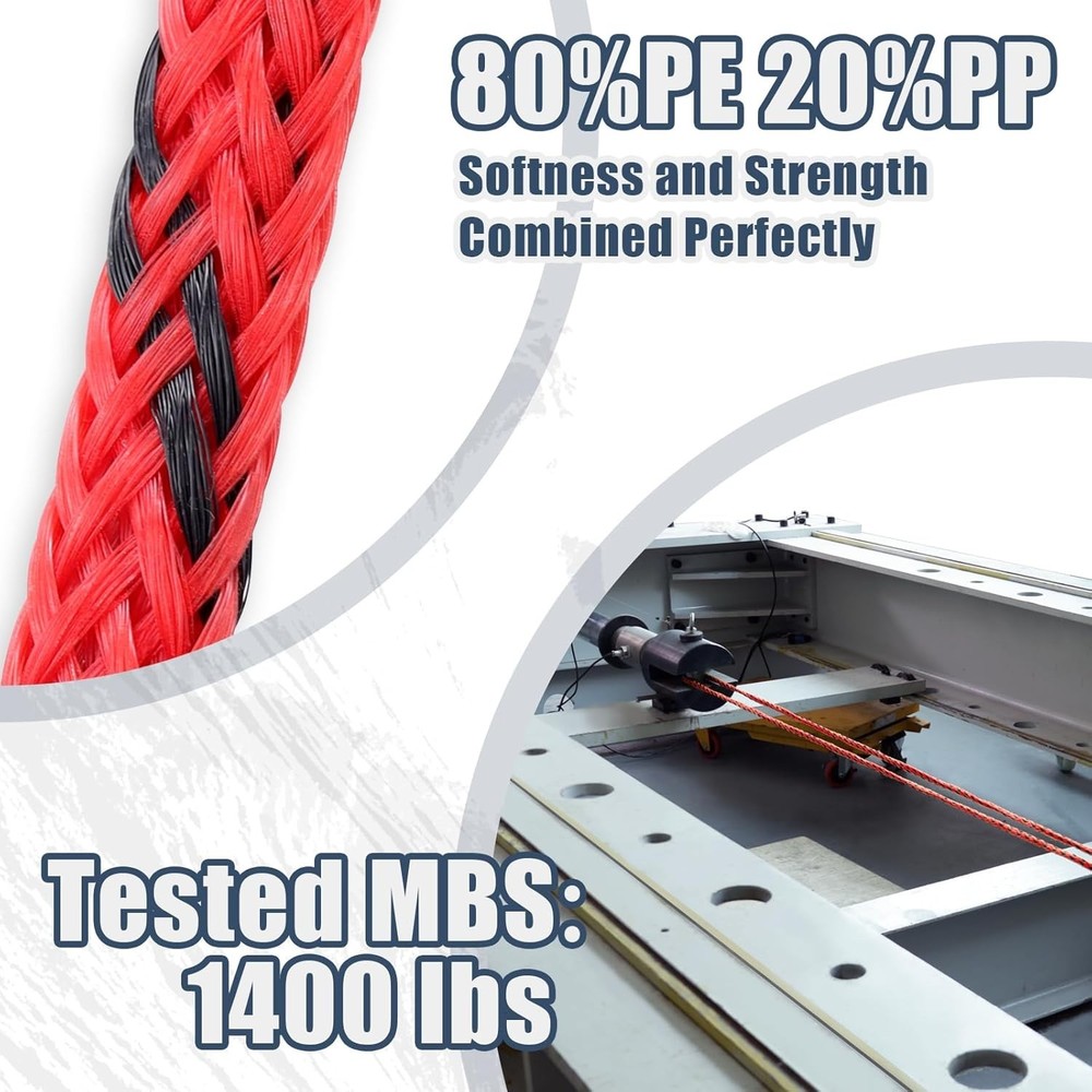 75ft Wakeboard Rope with Floating Handle 2-Section Tow Line Red/Blk, Performance