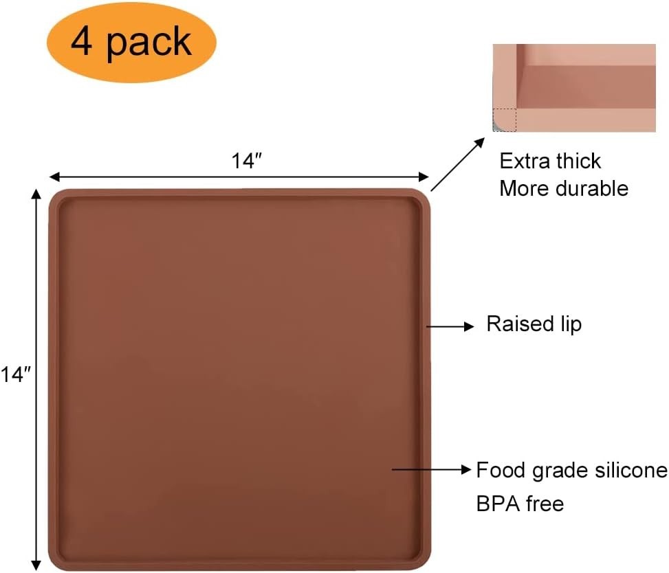 4 PCS Extra Thick Silicone Dehydrator Sheets with Edge Fruit Vegetables Leather