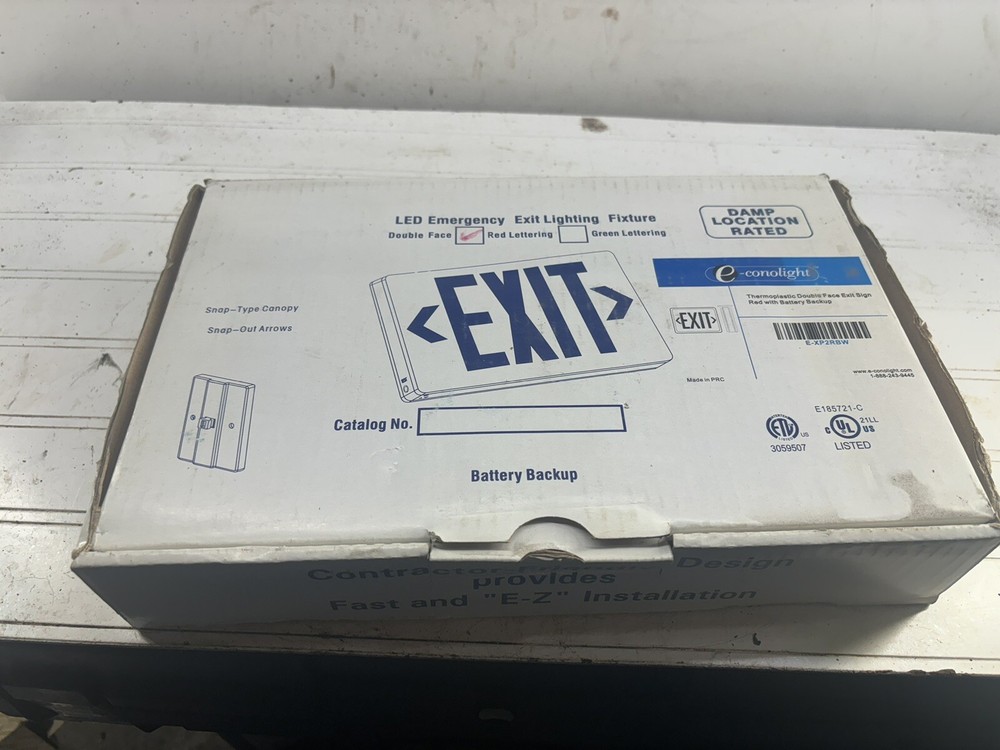 E-Conolight E-XPDRBW Plastic LED Exit Sign lot of two
