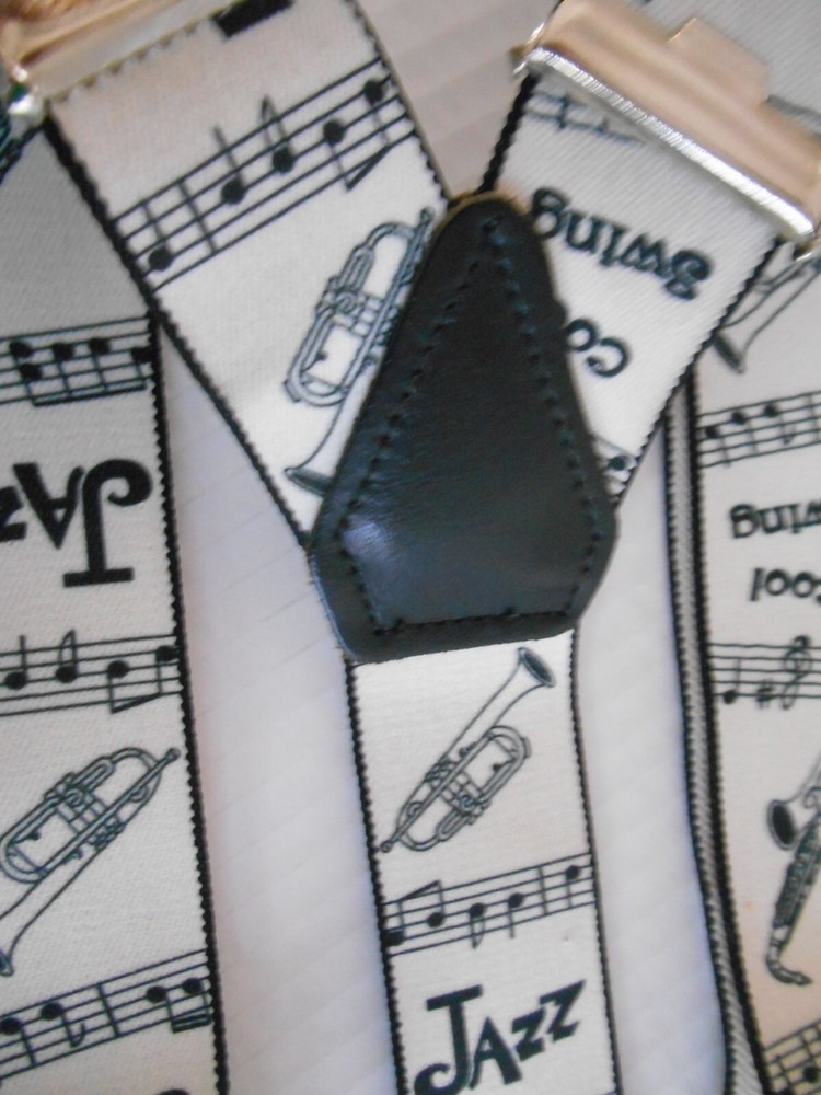 JAZZ Music Notes Cool Swing Brass Instruments Suspenders Braces Germany