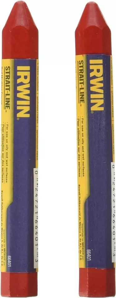 IRWIN STRAIT-LINE #666012 RED MARKING CRAYONS Pack of 2